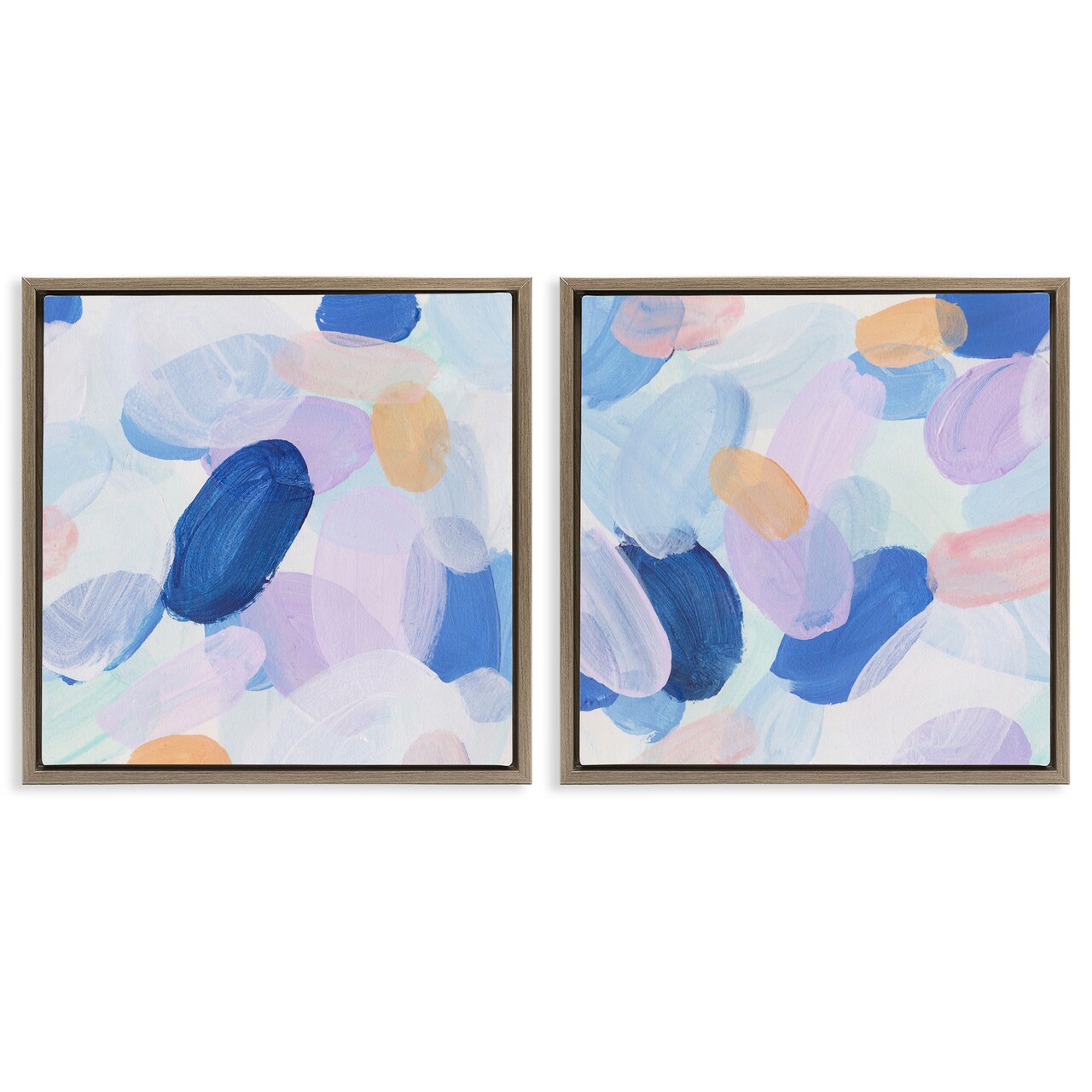Stupell Industries Oval Lavender Blue Abstract 2 pc Framed Floater Canvas Wall Art Set Design by Melissa Wang